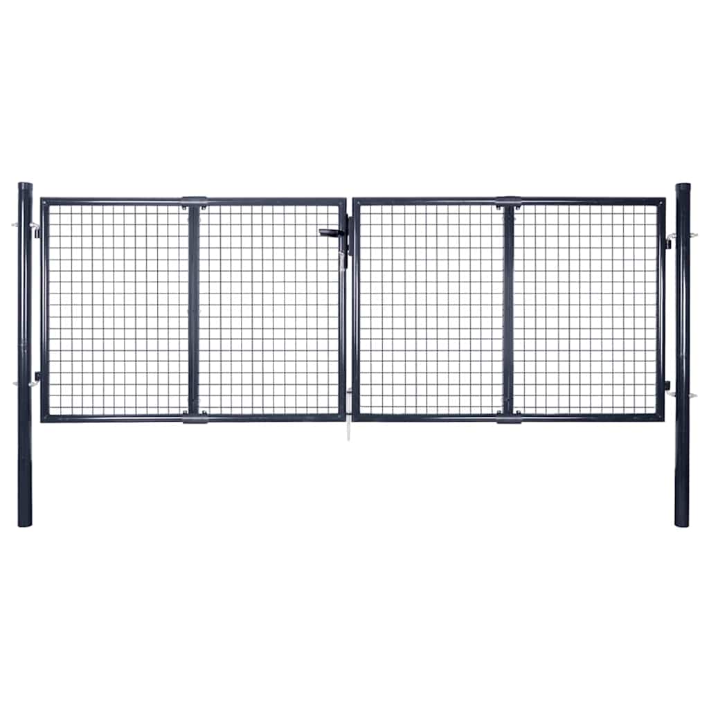 vidaXL Galvanized Steel Mesh Garden Fence 300x75 cm Grey