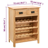 vidaXL Armoire à vin 72x32x90 cm massif eikenhout
