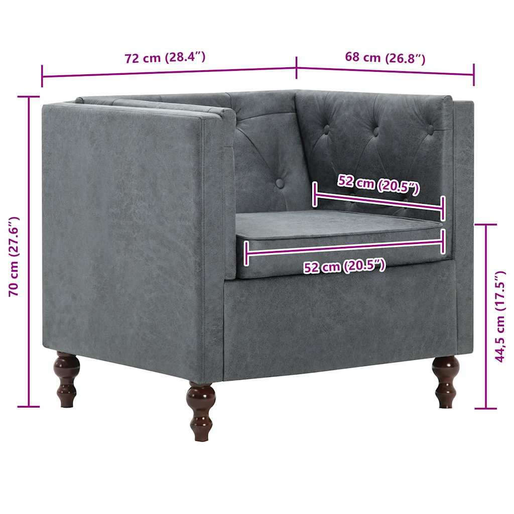 vidaXL Fauteuil stof grijs