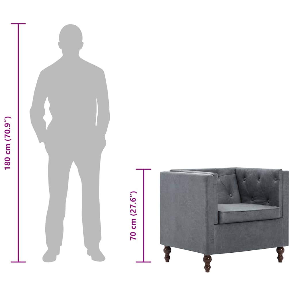 vidaXL Fauteuil stof grijs