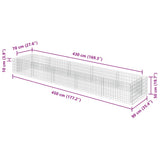 vidaXL Raised Gabion Planter 450x90x100 cm Galvanized Steel