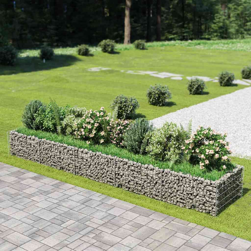 vidaXL Raised Gabion Planter 450x90x100 cm Galvanized Steel