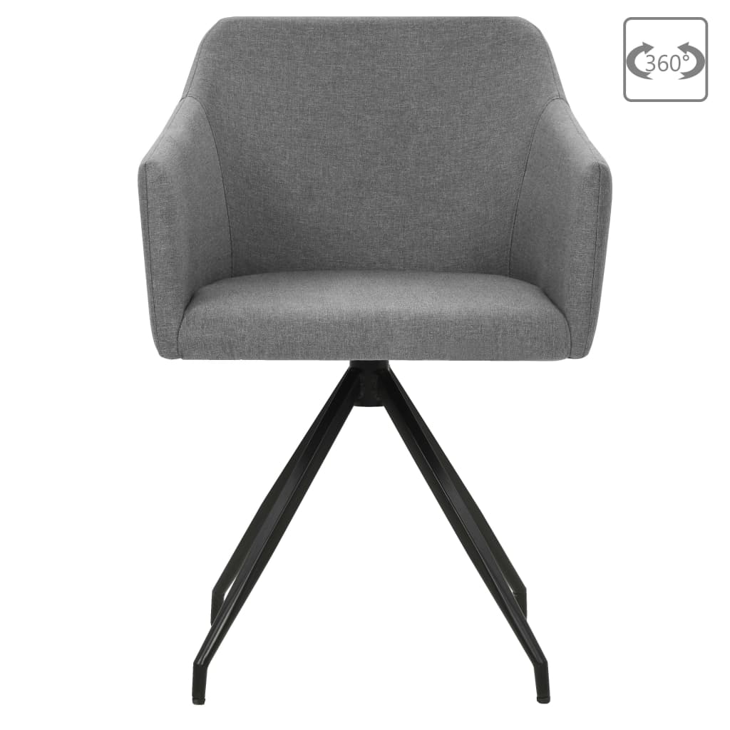 vidaXL Eetkamerstoelen draaibaar 2 st stof lichtgrijs