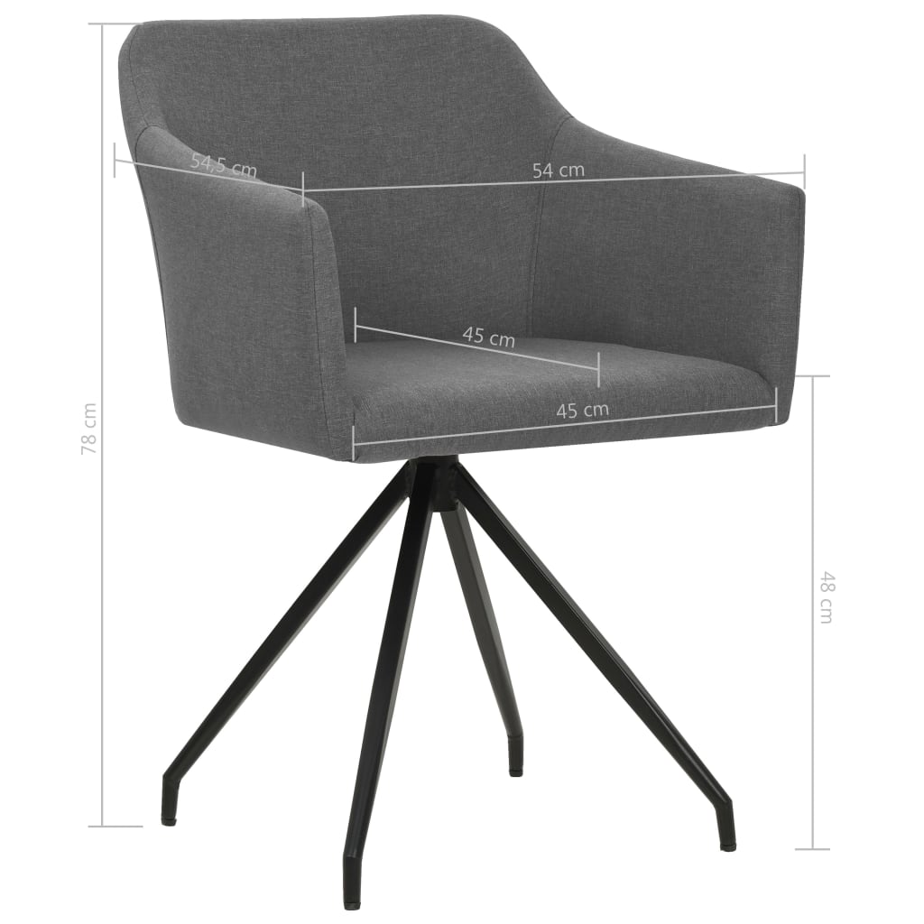 vidaXL Eetkamerstoelen draaibaar 2 st stof lichtgrijs