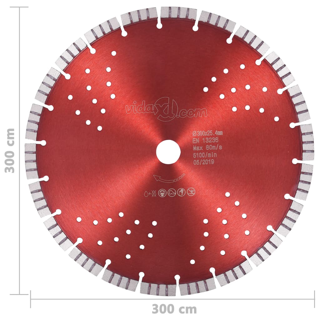 vidaXL Turbo and Perforated Diamond Saw Blade 300 mm Steel