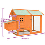 vidaXL Chicken Coop 170x81x110 cm Solid Pine and Fir Wood