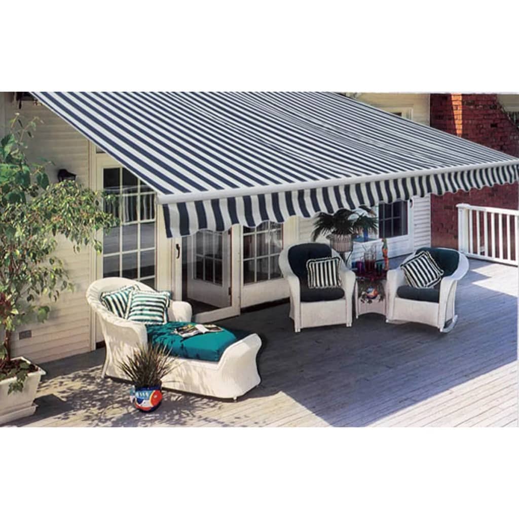 vidaXL Manual Retractable Awning 300 cm Blue/White