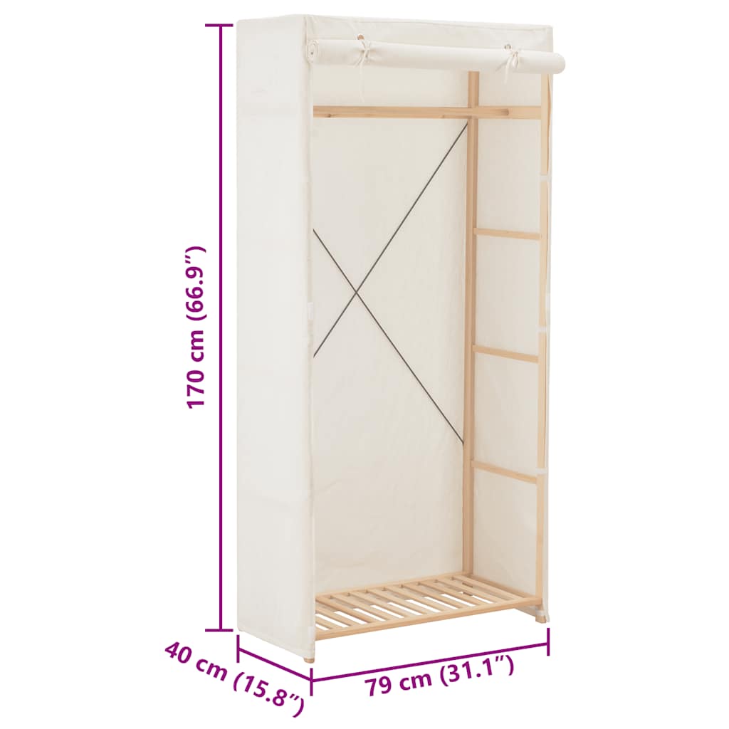 vidaXL Kledingkast 79x40x170 cm stof wit