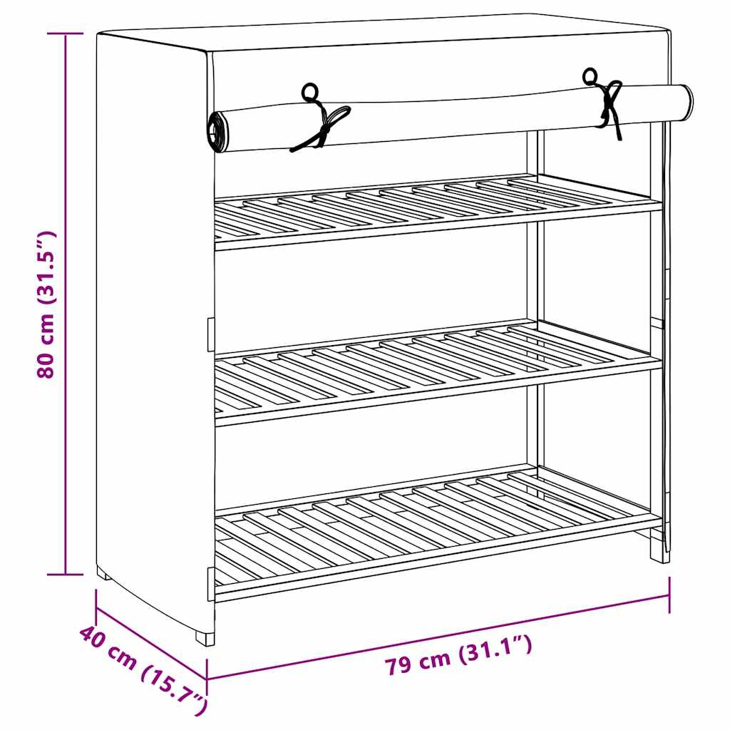 vidaXL Schoenenkast met hoes 79x40x80 cm stof wit
