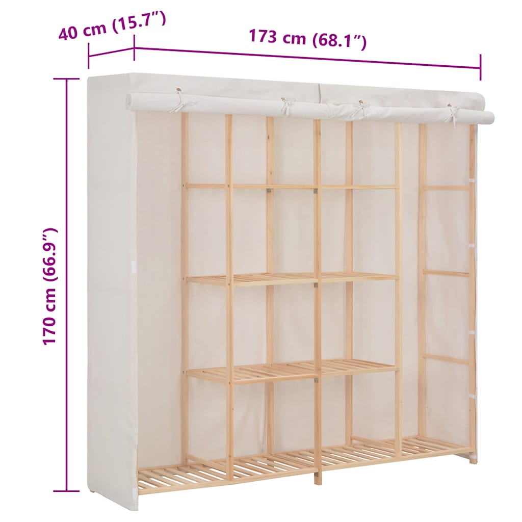 vidaXL Kledingkast 173x40x170 cm stof wit