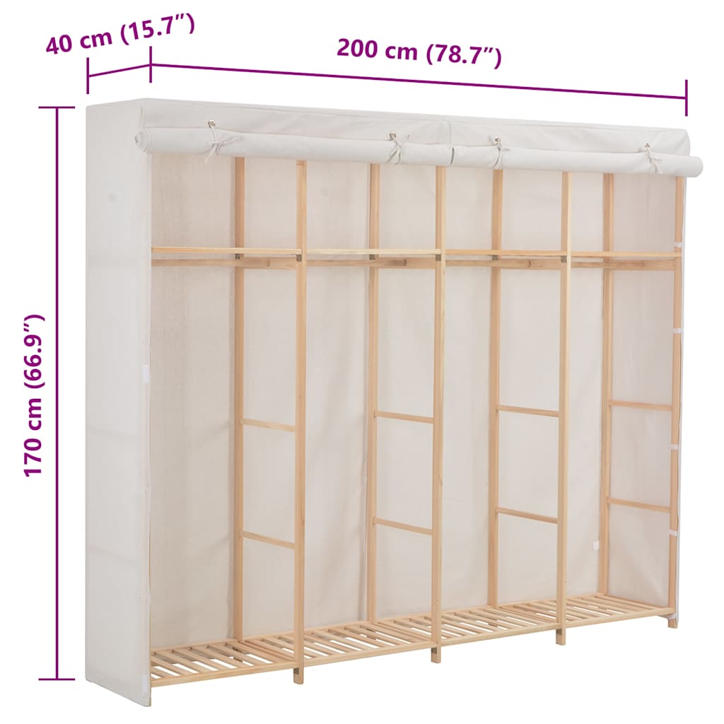 vidaXL Wardrobe 200x40x170 cm fabric white