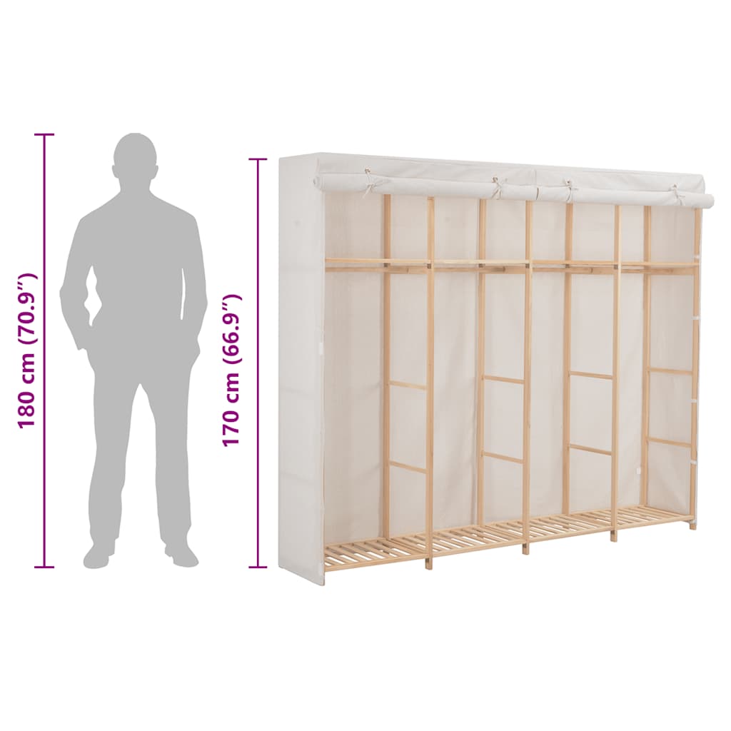 vidaXL Wardrobe 200x40x170 cm fabric white
