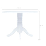 vidaXL Dining Table 106 cm Solid Rubberwood White