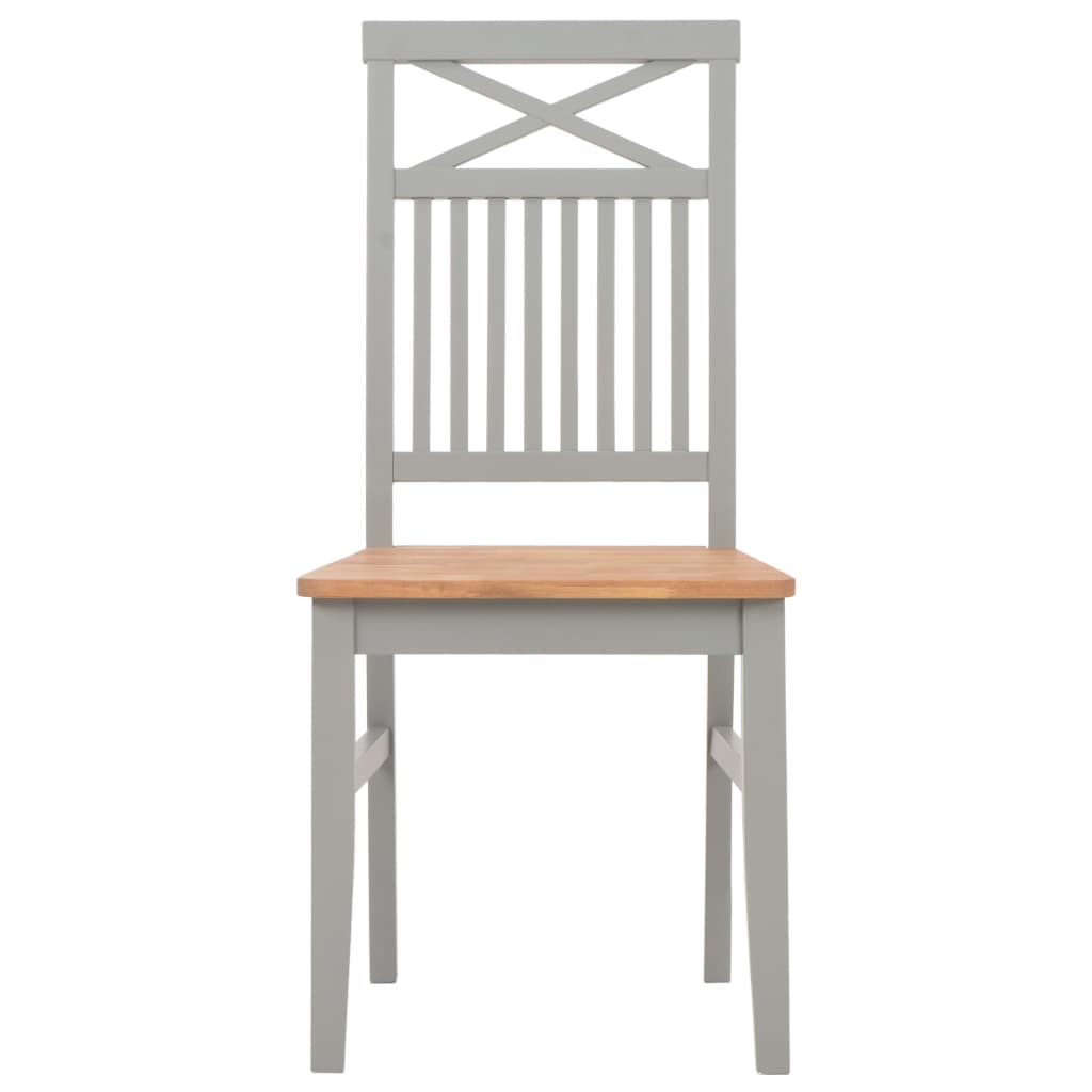 vidaXL Eetkamerstoelen 2 st massief eikenhout grijs