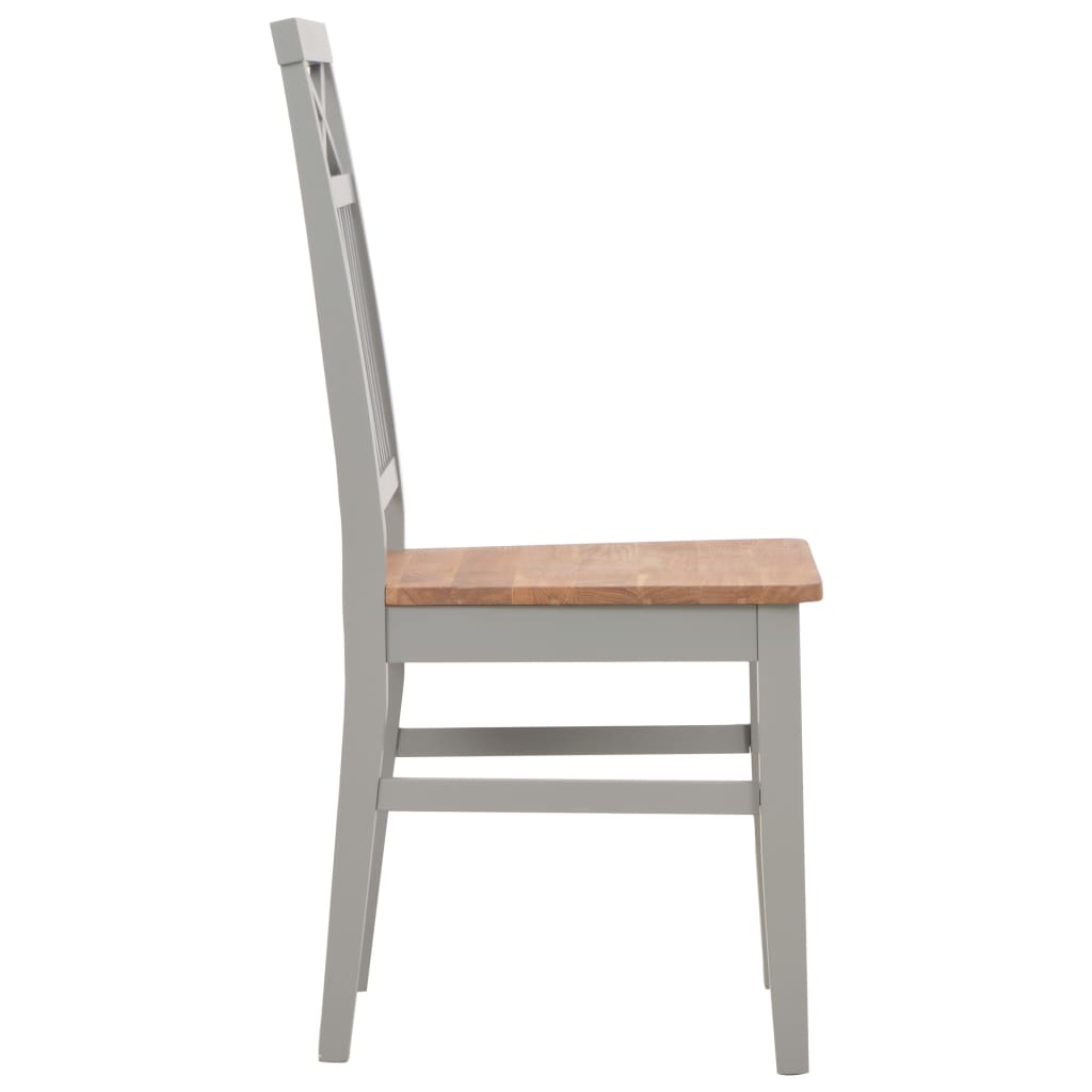 vidaXL Eetkamerstoelen 2 st massief eikenhout grijs
