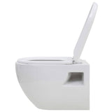 vidaXL Wall-hung Toilet with Concealed Cistern Ceramic White