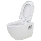 vidaXL Wall-hung Toilet with Concealed Cistern Ceramic White