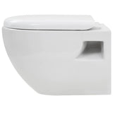 vidaXL Wall-hung Toilet with Concealed Cistern Ceramic White
