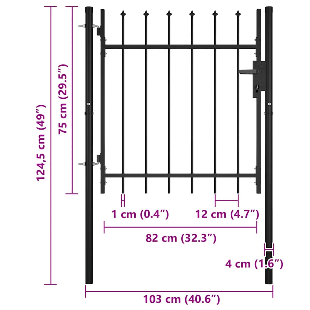vidaXL Spear Top Garden Gate 100x75 cm