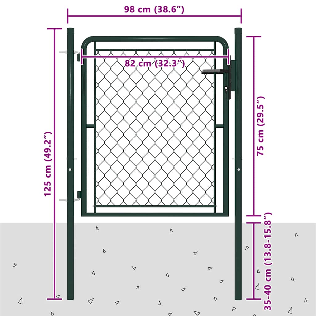 vidaXL Garden Gate Steel 100x75 cm Green