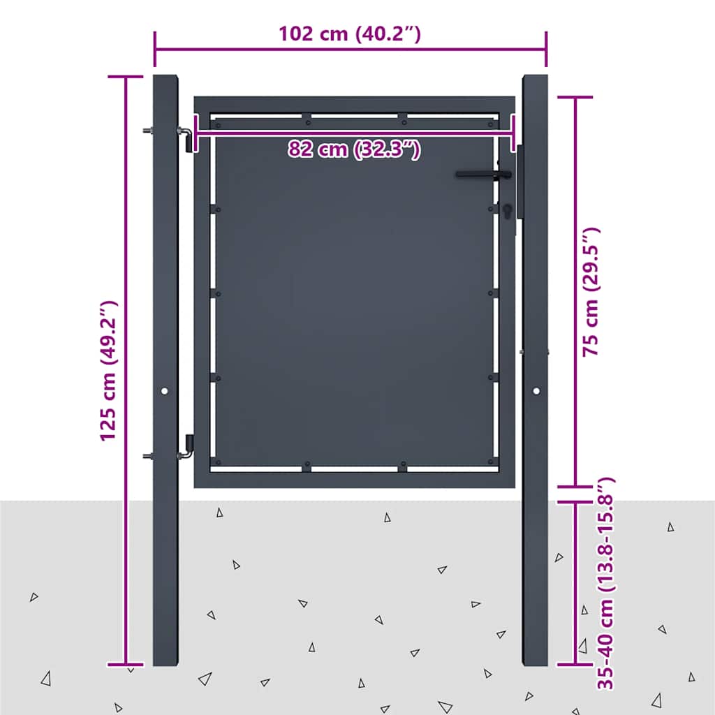 vidaXL Garden Gate Steel 100x75 cm Anthracite