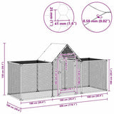 vidaXL Chicken Run 3x1x1.5 m Galvanized Steel