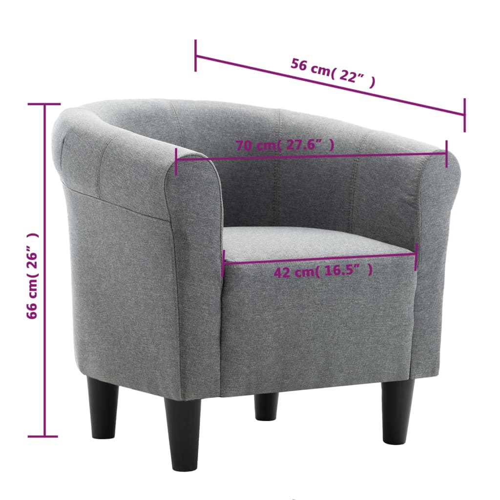 vidaXL Armchair fabric light gray