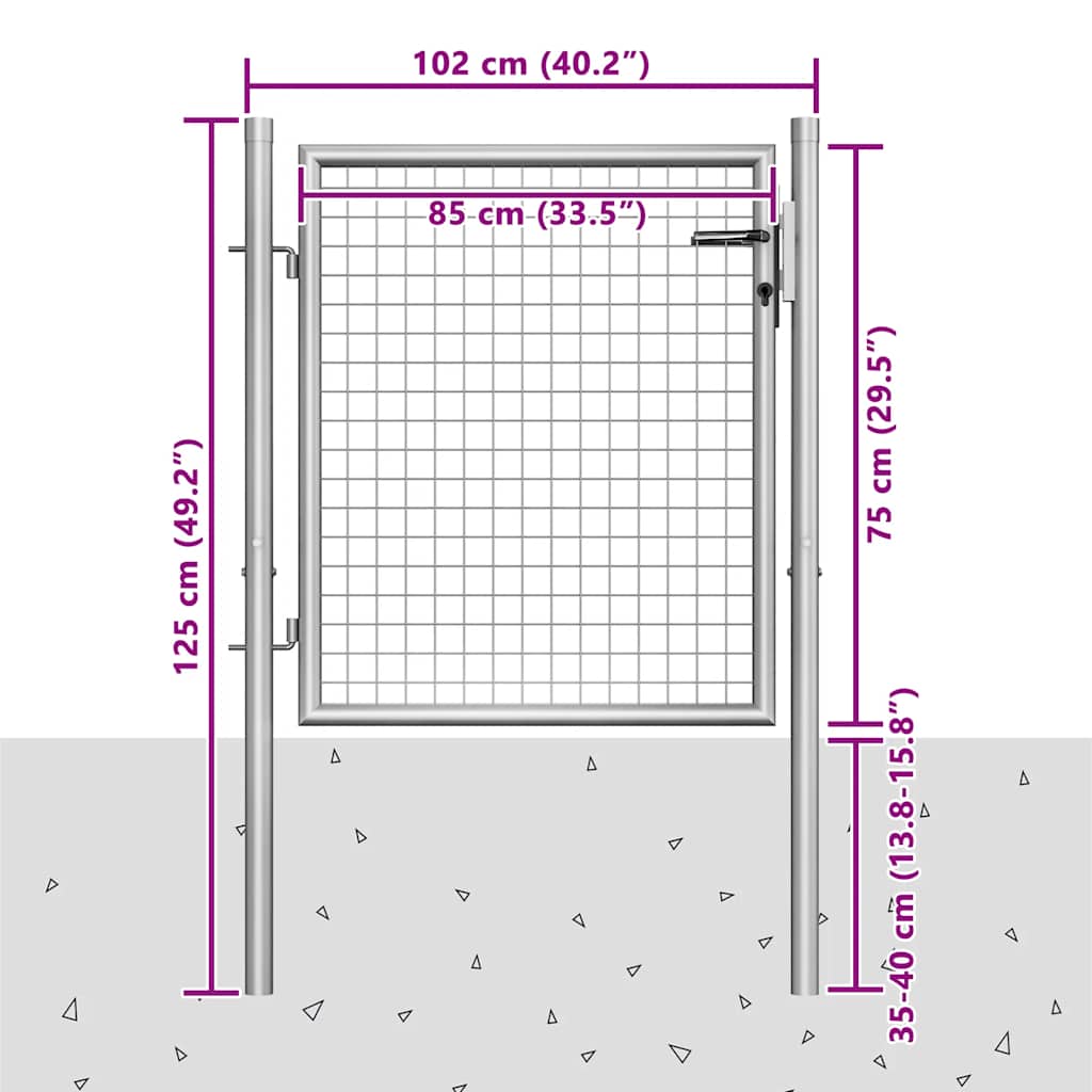 vidaXL Garden Gate Galvanized Steel 100x75 cm Silver