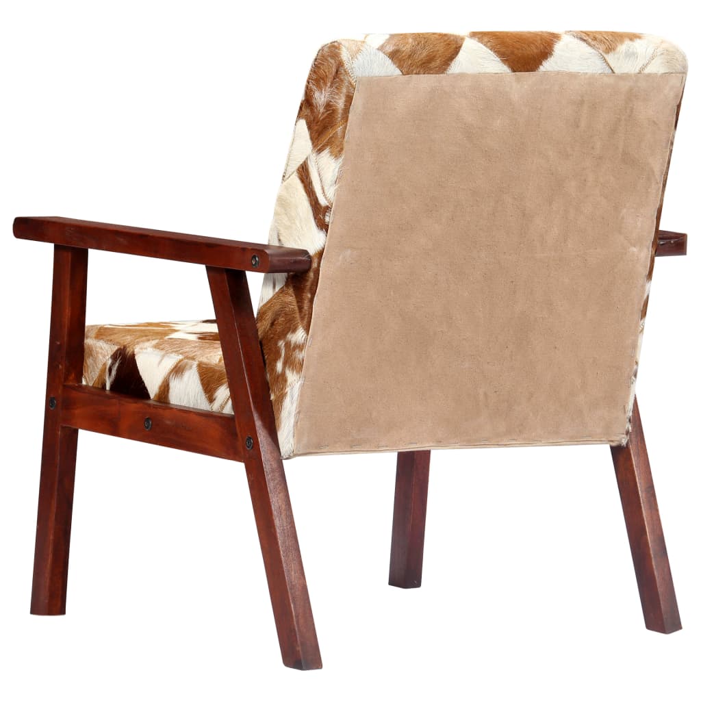 vidaXL Fauteuil echt geitenleer wit en bruin