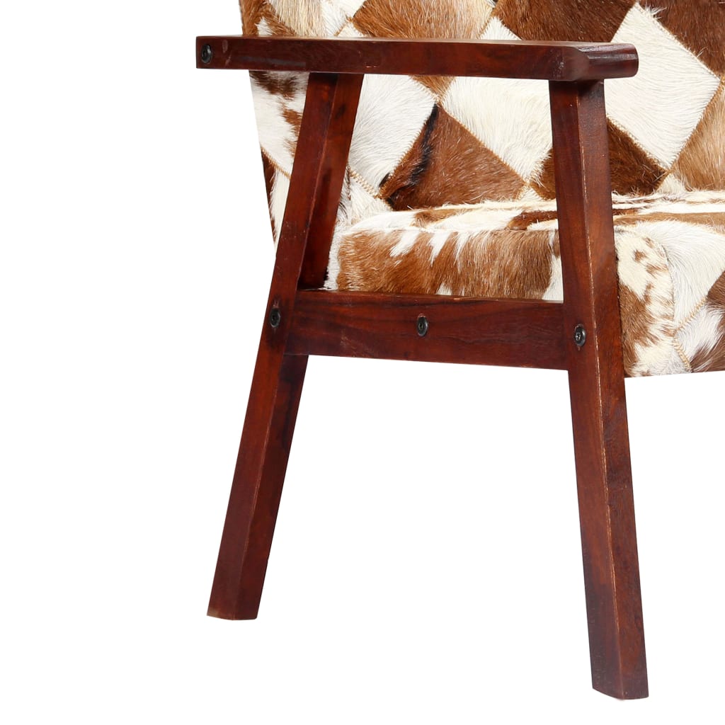 vidaXL Fauteuil echt geitenleer wit en bruin