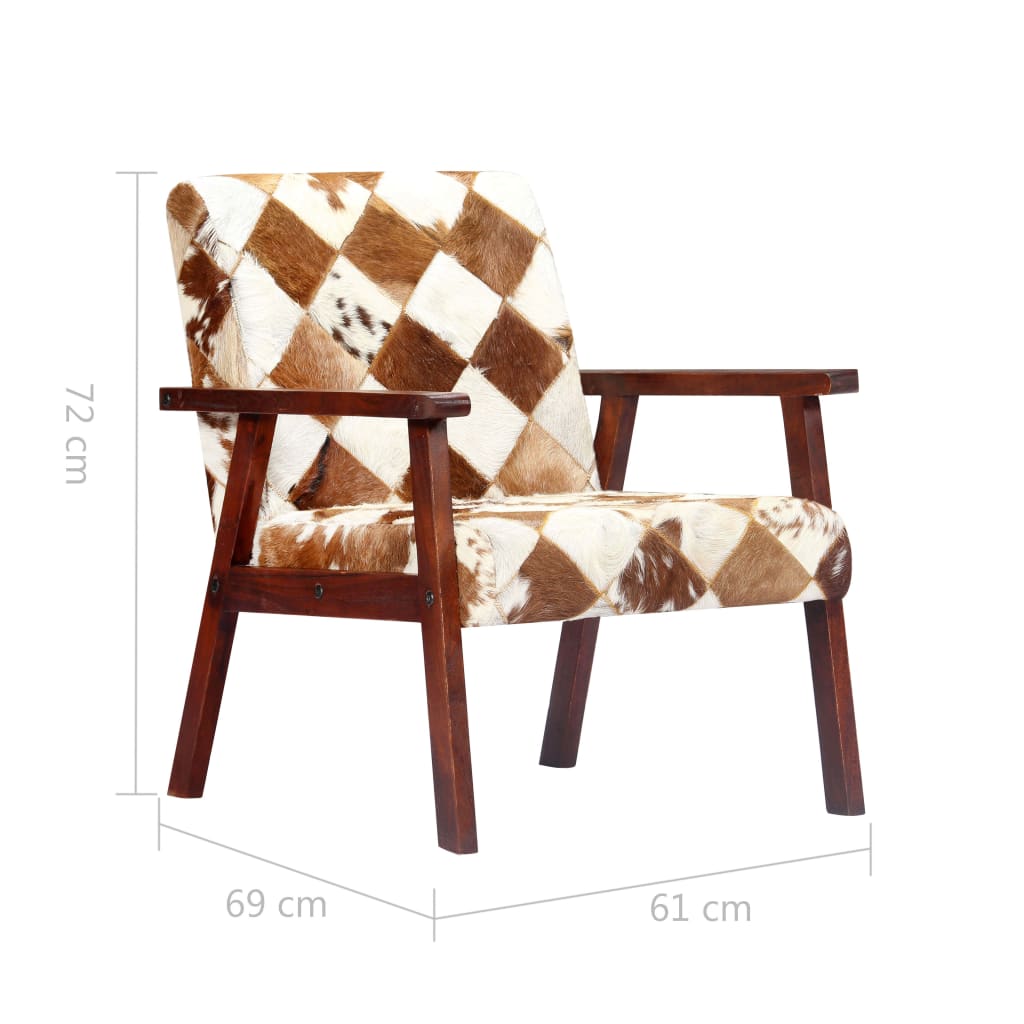 vidaXL Fauteuil echt geitenleer wit en bruin