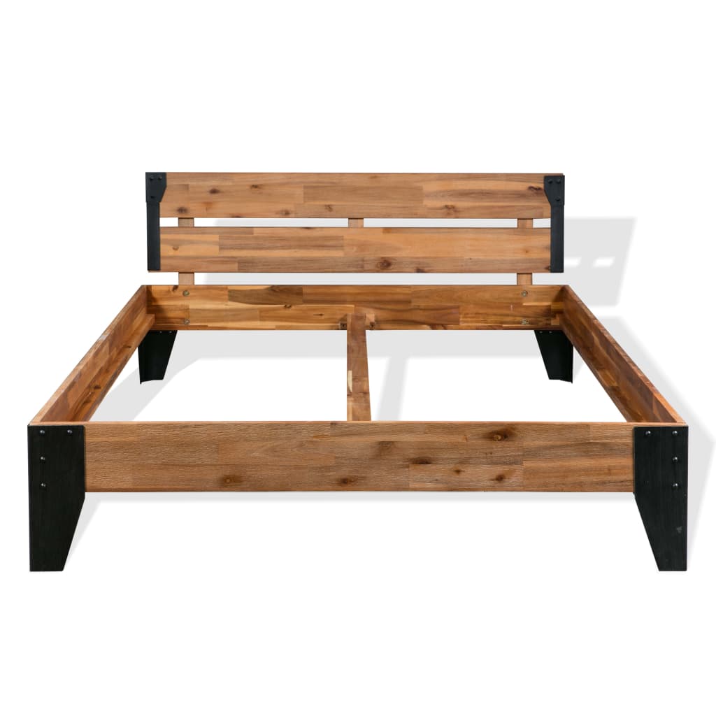 vidaXL Bed Frame Solid Acacia Wood and Steel 152x203 cm