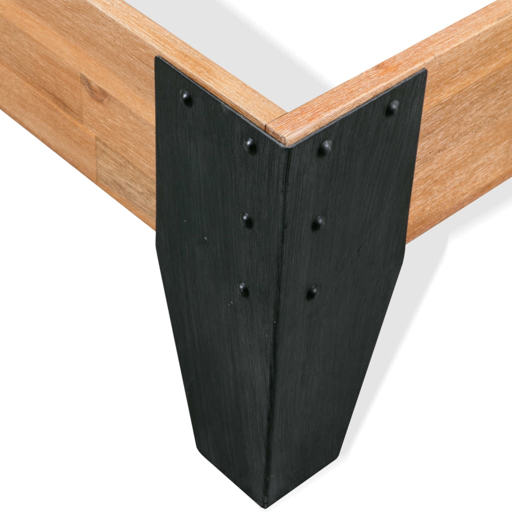 vidaXL Bed Frame Solid Acacia Wood and Steel 152x203 cm