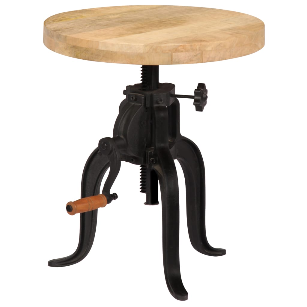 vidaXL Side table 45x(45-62) cm solid mango wood and cast iron