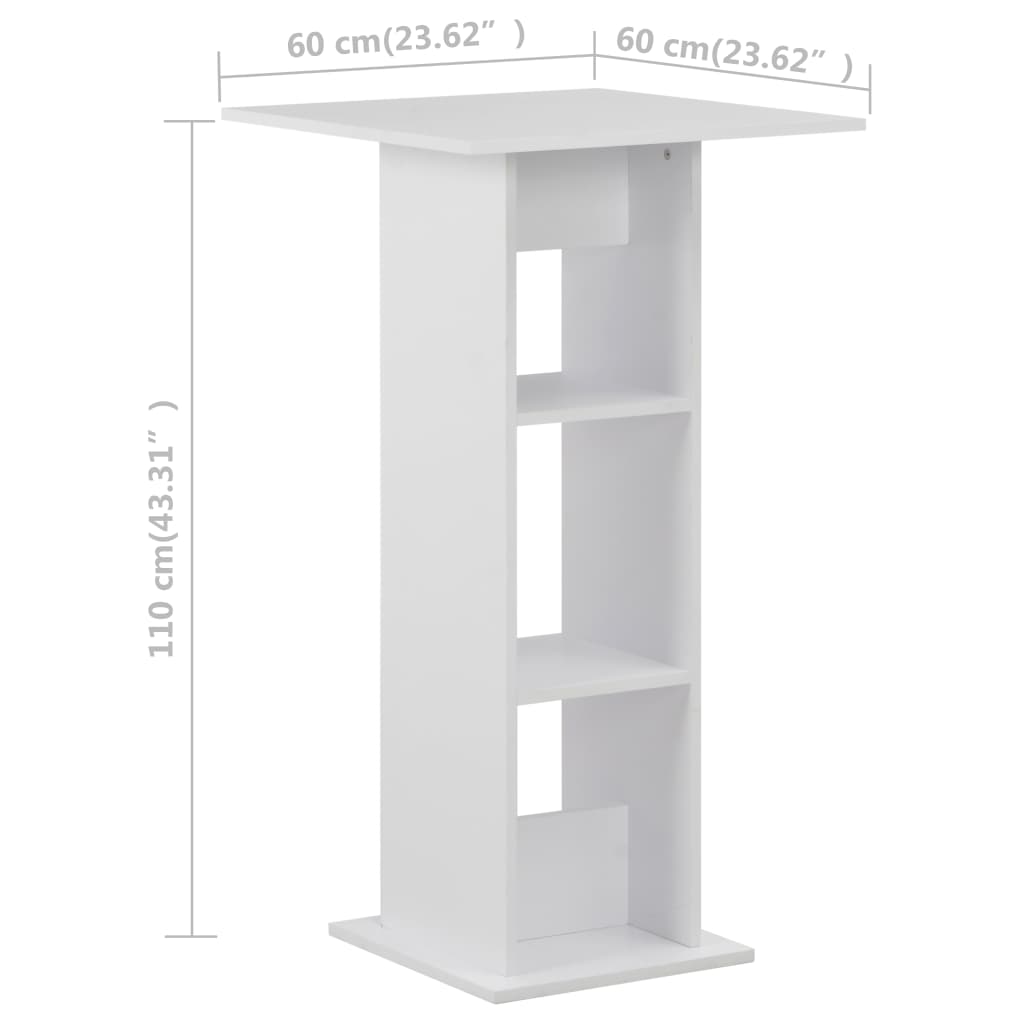 vidaXL Bartafel 60x60x110 cm blanc