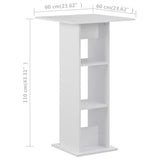 vidaXL Bartafel 60x60x110 cm blanc