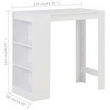 vidaXL Bar Table with Shelf 110x50x103 cm White