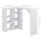 vidaXL Bartafel avec plateau de rangement 138x39x110 cm blanc