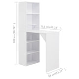 vidaXL Table de bar avec cadre 115x59x200 cm blanc