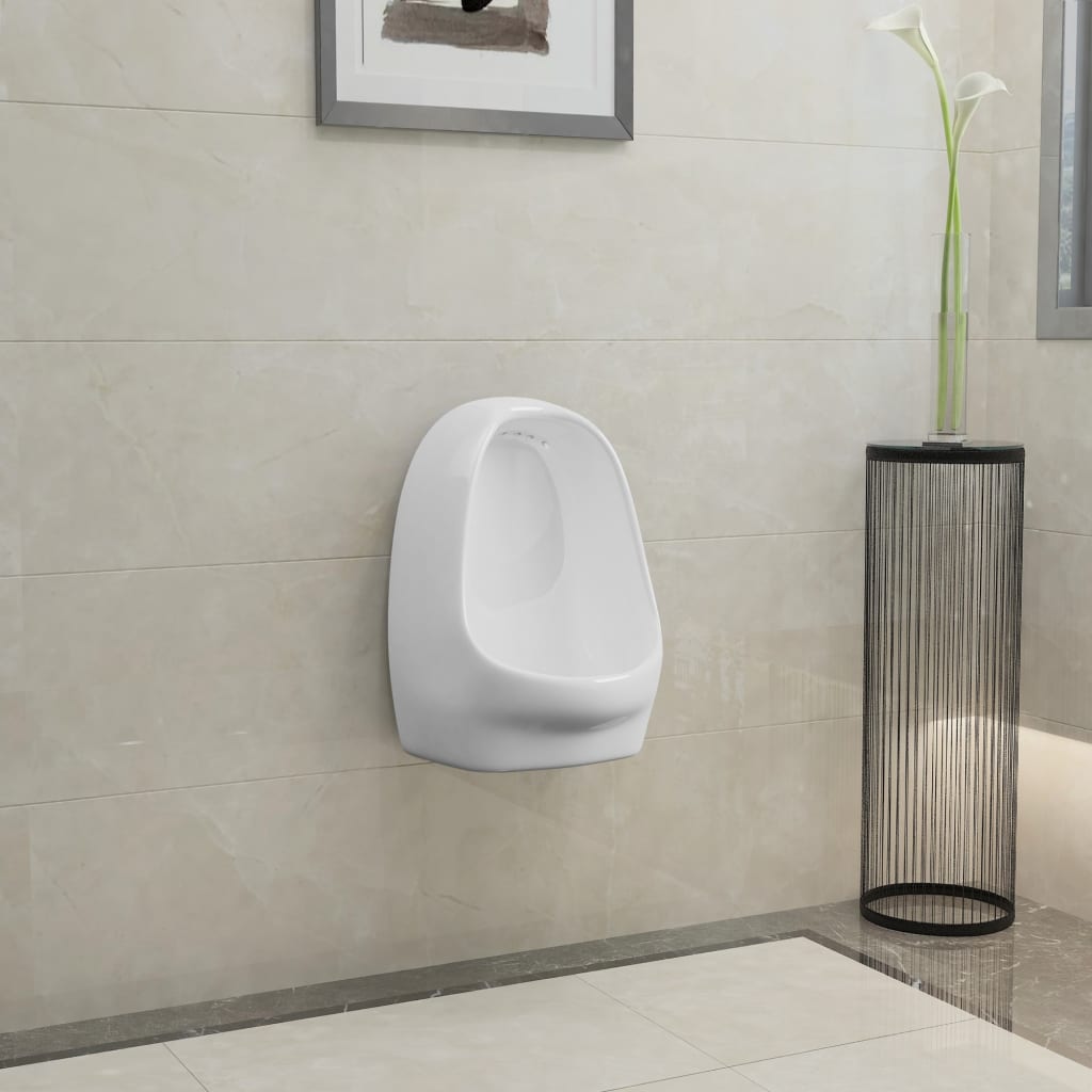 vidaXL Wall-Mounted Urinal with Flush Valve Ceramic White