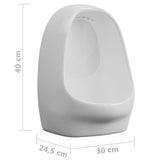 vidaXL Wall-Mounted Urinal with Flush Valve Ceramic White