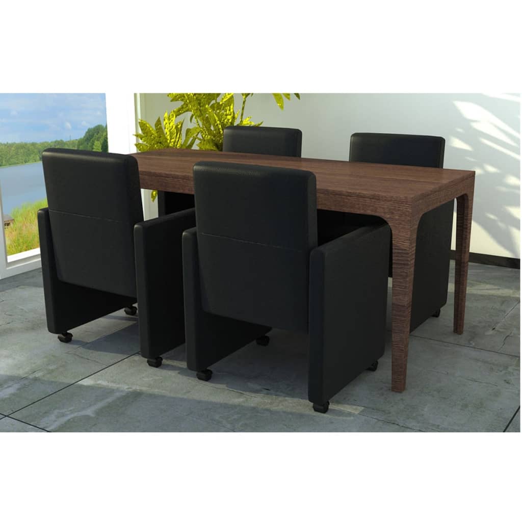 vidaXL Eetkamerstoelen 4 st art noir