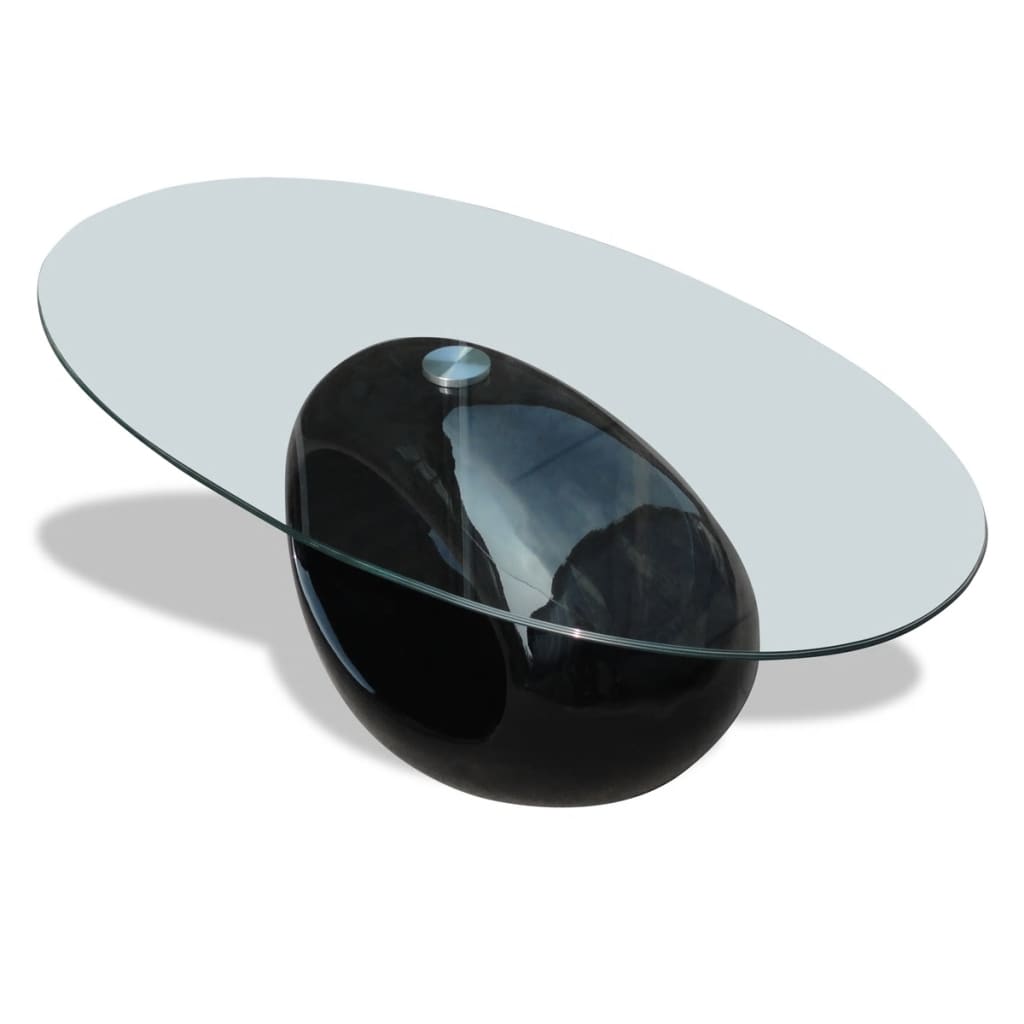 vidaXL Salontafel met ovaal glazen tafelblad hoogglans wit