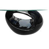 vidaXL Salontafel met ovaal glazen tafelblad hoogglans wit