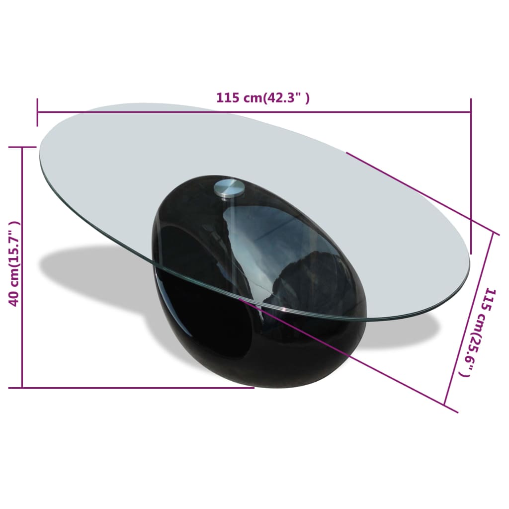 vidaXL Salontafel met ovaal glazen tafelblad hoogglans wit