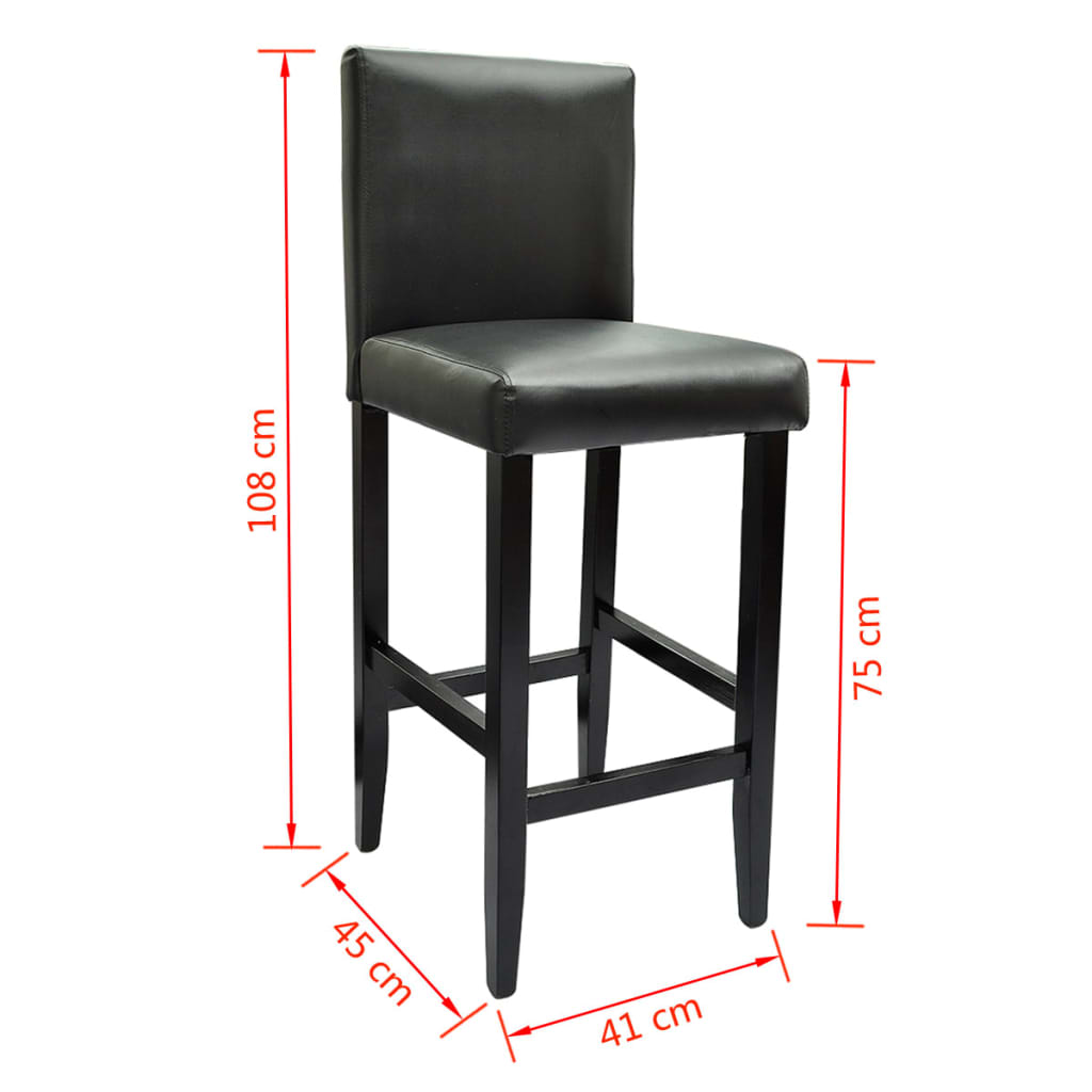 vidaXL Bar Stools 4 pcs Faux Leather Black
