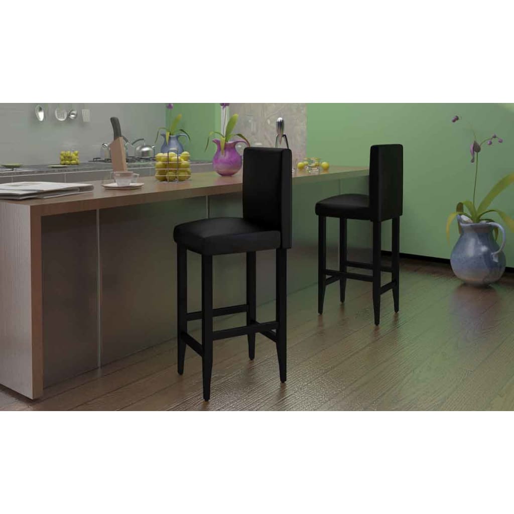 vidaXL Bar Stools 4 pcs Faux Leather Black
