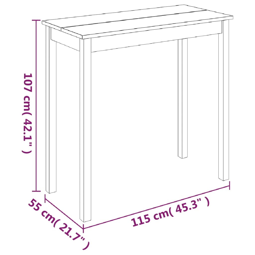 vidaXL Bar Table 115x55x107 cm MDF Black