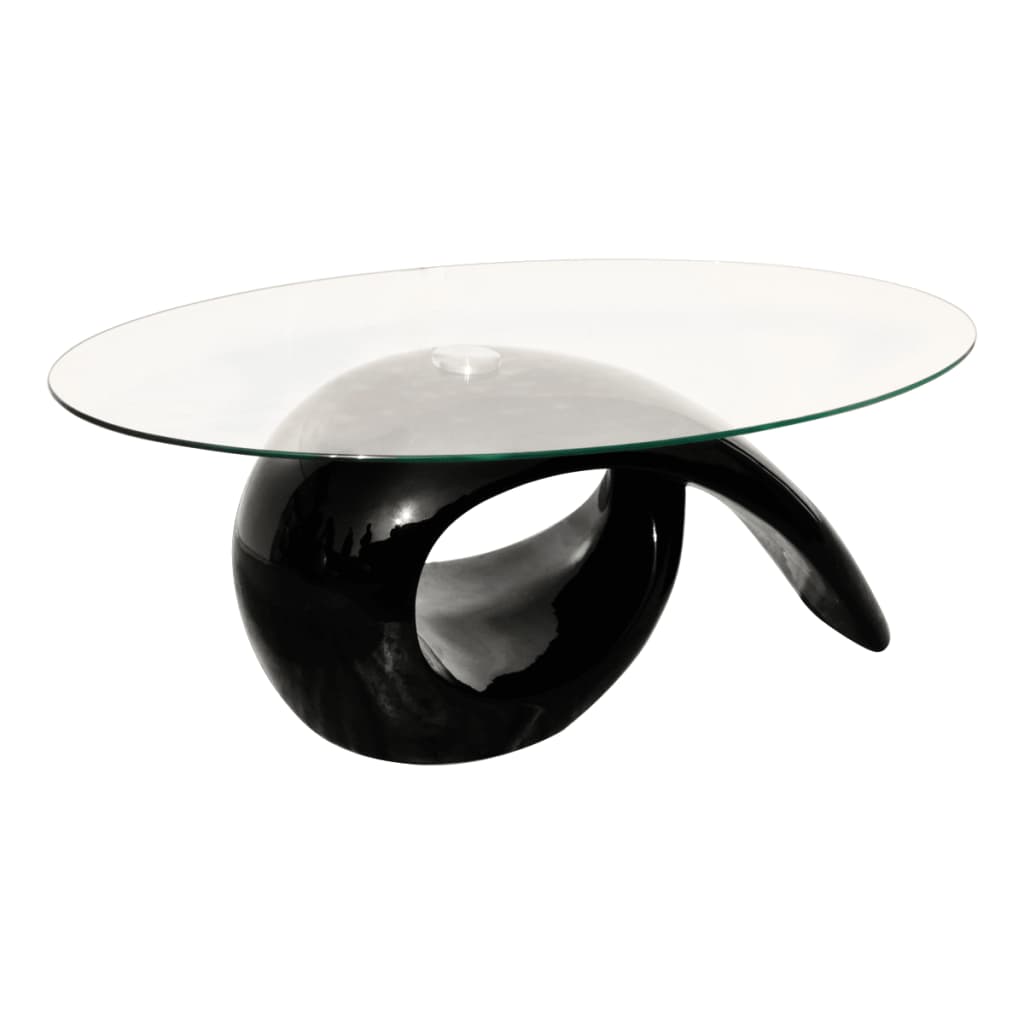 vidaXL Coffee Table with Oval Glass Tabletop High-Gloss White