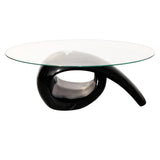 vidaXL Coffee Table with Oval Glass Tabletop High-Gloss White